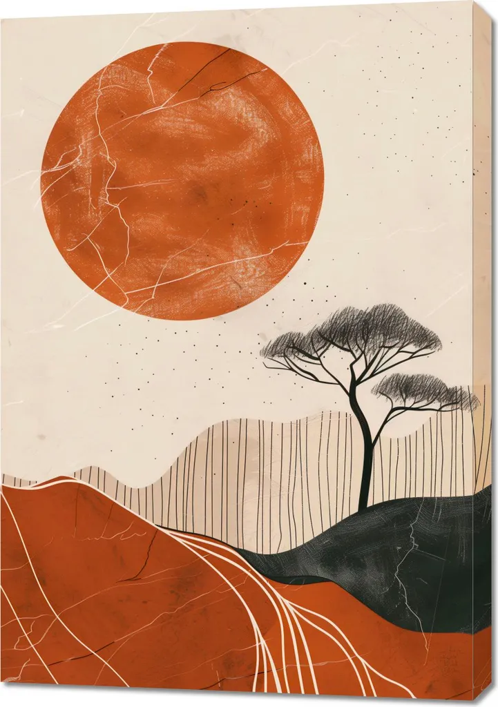 Quadro 70x100 cm Tramonto Africano | Stampa su Tela Canvas Alta Qualità