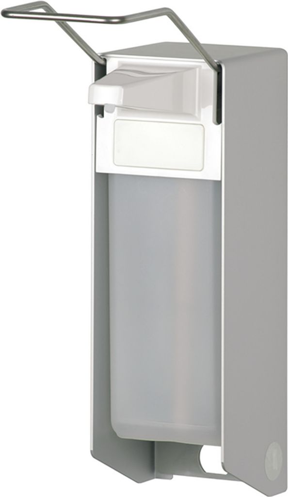 Professioneller Hygienespender 1000 ml von Ophardt, Metallgehäuse und langer Bedienhebel, verschiedenen Pumpen, Farbe:Grau, Ausführung:Aluminium ...