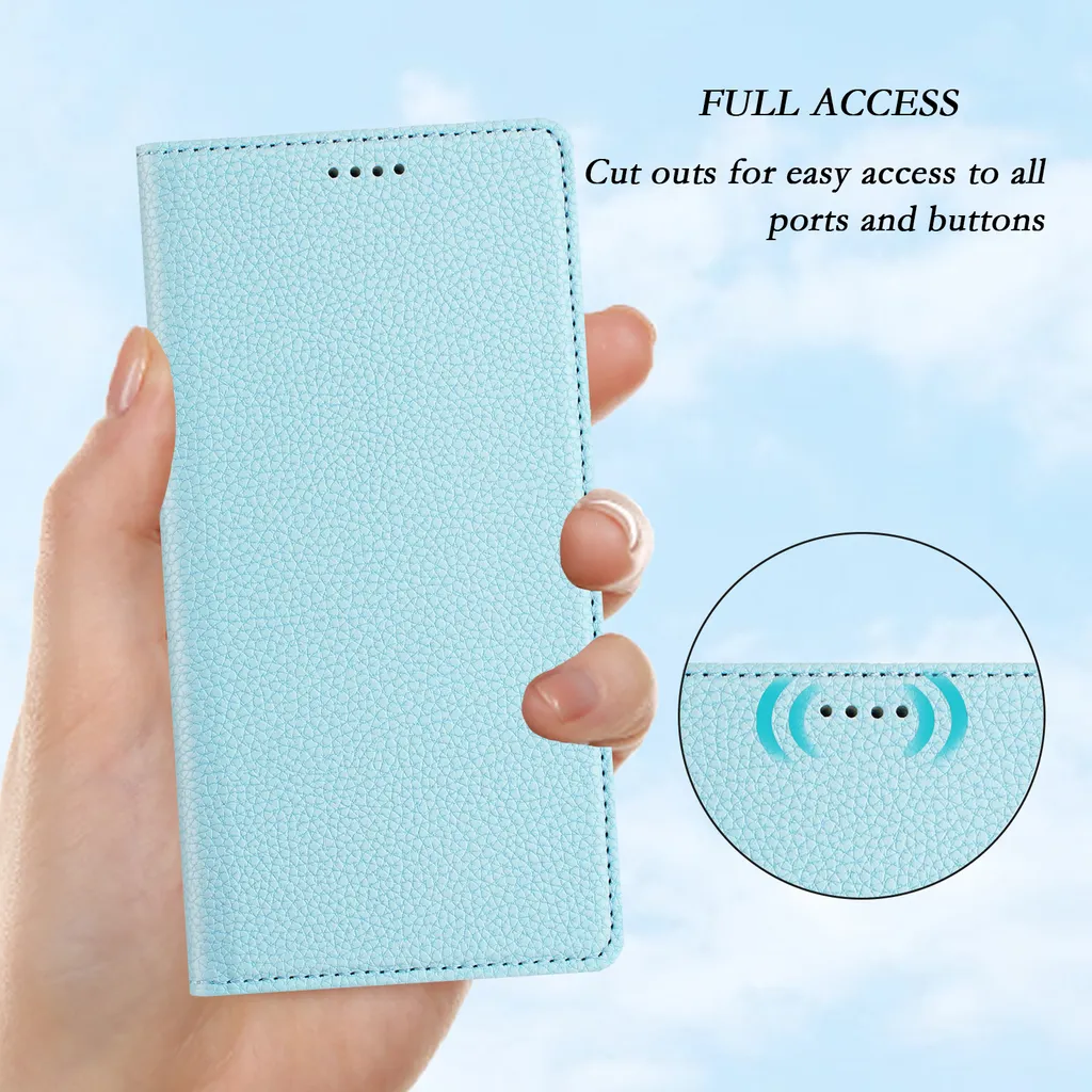 Cover Honor 200 Lite Pelle Litschi Blu Chiaro con Stand e Porta Carte - 8
