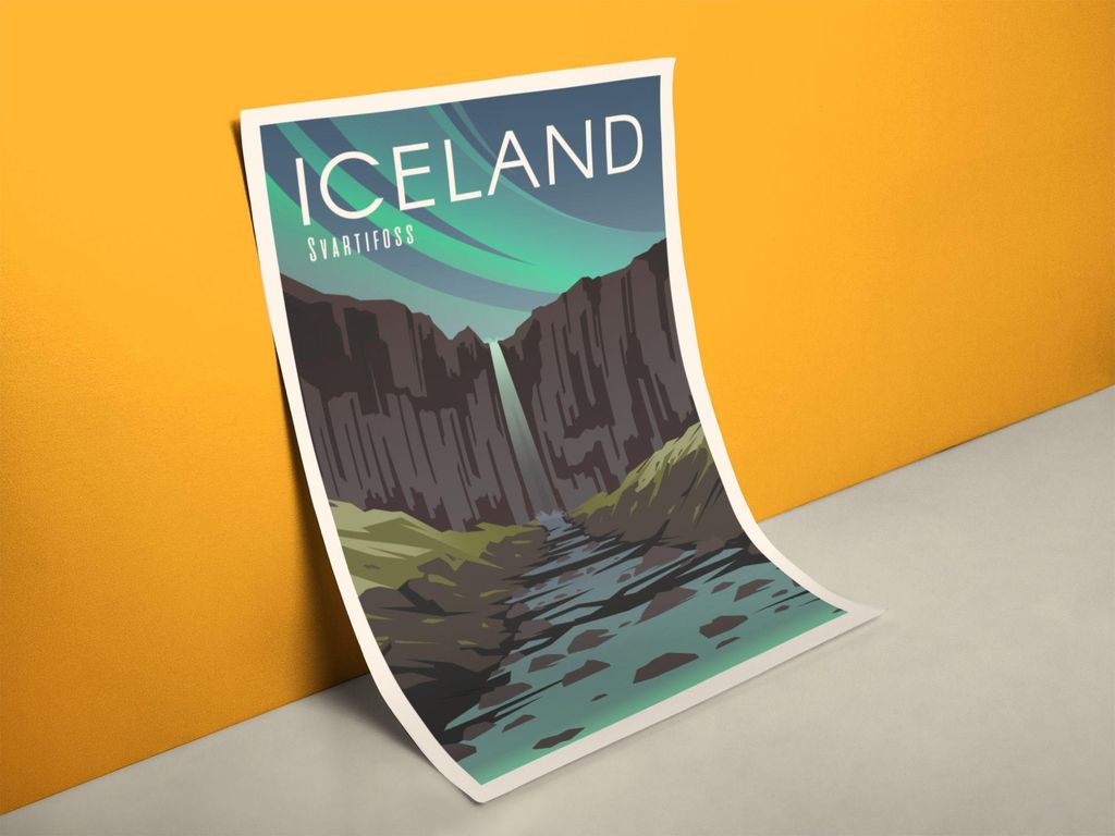 Island Retro Reiseposter | Größe in cm: 60 x 80