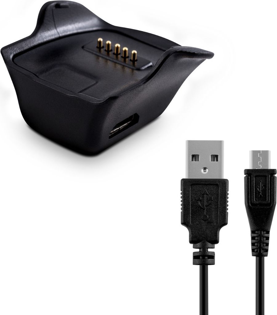 kwmobile USB Kabel Charger kompatibel mit Samsung Gear fit R350 Ladekabel - Smart Watch Ersatzkabel - Fitnesstracker Aufladekabel in Schwarz