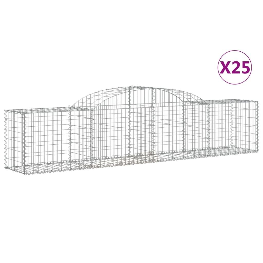 Gabionen mit Hochbogen 25 Stk. 300x50x60/80 cm Verzinktes Eisen