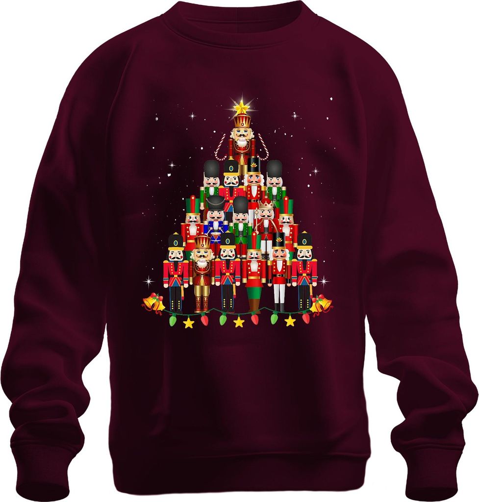 Nussknacker Pyramide Weihnachtsbaum Geschenk Vintage Uni Sweatshirt Pullover, Burgundy, XL
