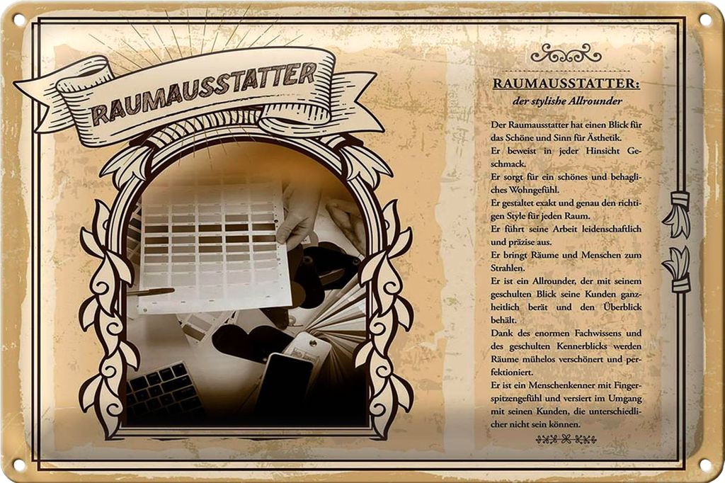 Blechschild Berufe 40x30cm Raumausstatter Schöne Ästhetik