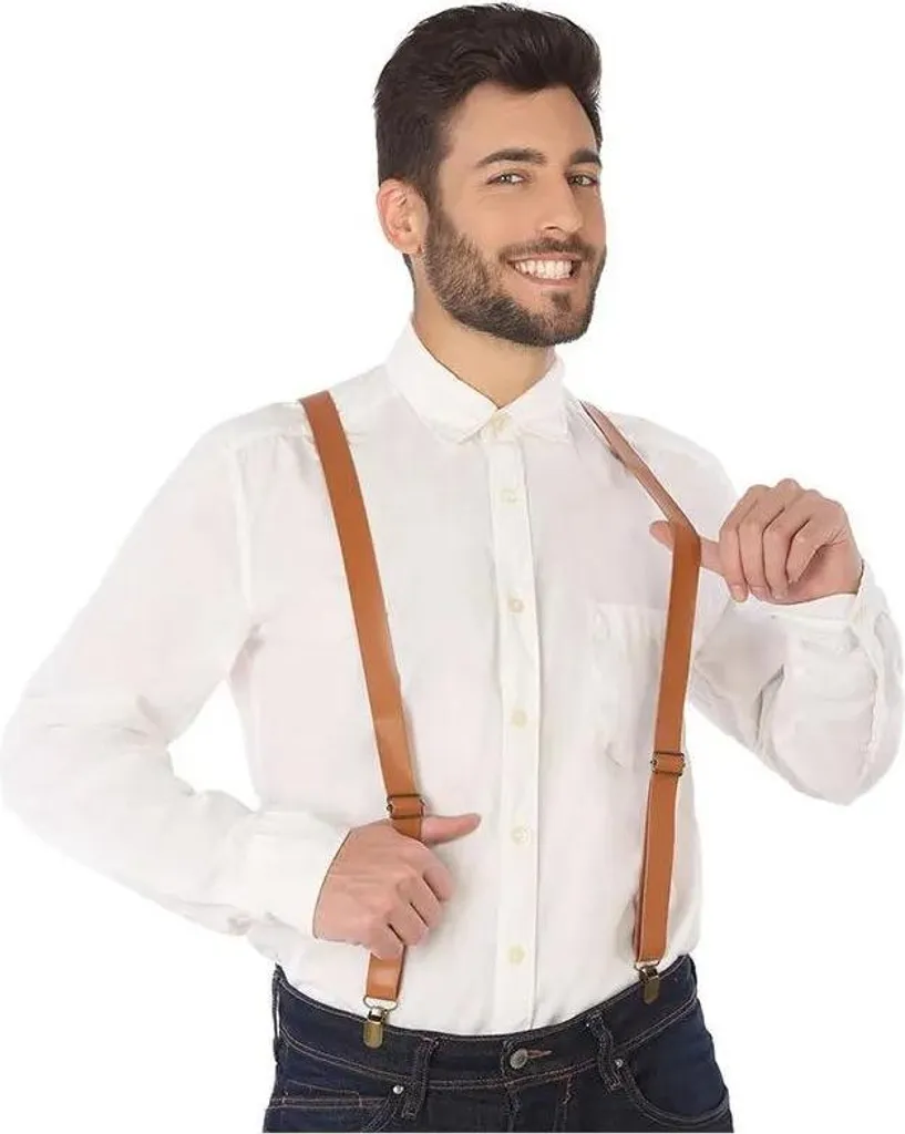 Bretelle per costume in ecopelle, marrone - taglia unica