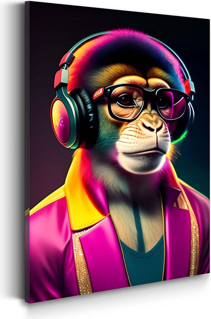 Wandbild Leinwandbild Monkey Star Pop Art Kunstdruck XXL Wanddeko: 40x60x2cm