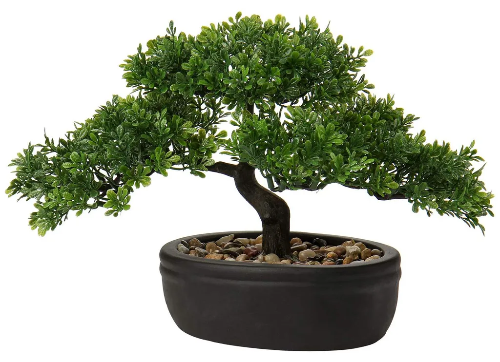 Bonsaï artificiel sans entretien, plante réaliste pot céramique noir