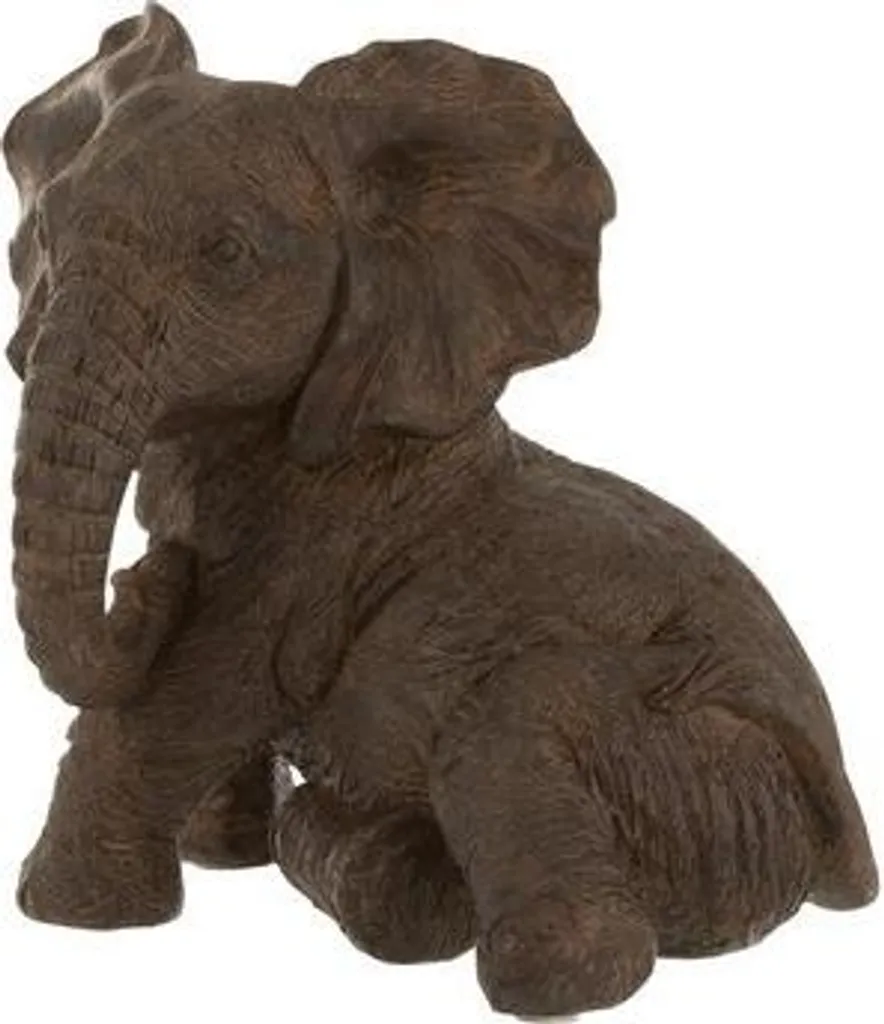 Décoration Éléphant J-Line Zen Marron - Idéal pour Ambiance Maison Nature