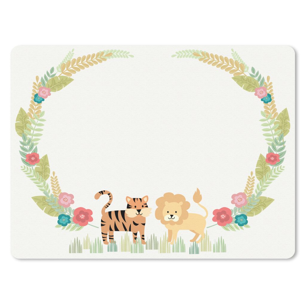 MuchoWow Mauspad Mousepad Illustration von tropischen Pflanzen mit zwei Dschungeltieren 40x30 cm - Mousepads - Maus Mat - Pad - Mausunterlage - A...