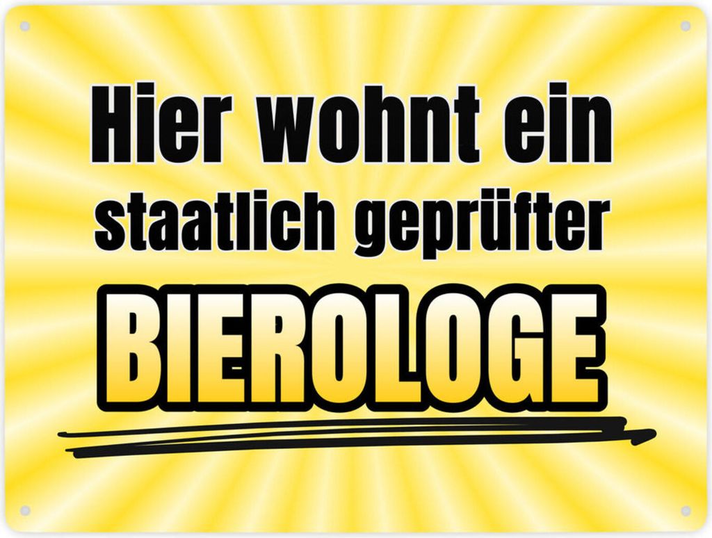 Hier wohnt ein staatlich er Bierologe Metallschild XXL Virologe kann ja