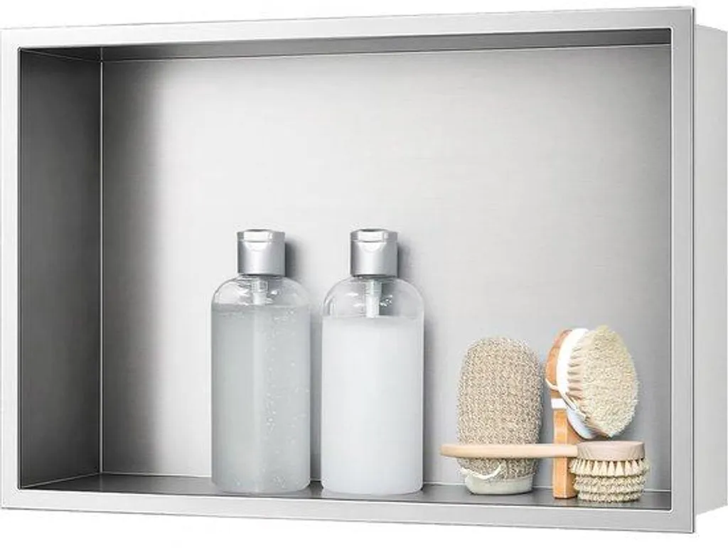 Étagère murale de salle de bain en acier nickelé - Support Étanche 45cm