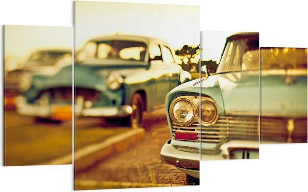 Bild auf Leinwand - Leinwandbild - Auto Kuba Klassiker - 160x90cm - Wand Bild - Wanddeko - Leinwanddruck - Bilder - Kunstdruck - Wanddekoration - L...