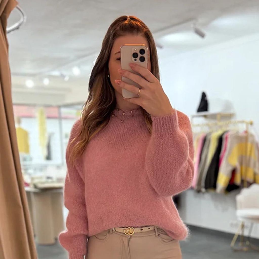 Pullover aus Mohairmix Damen "Laura" Rosa, Damenpullover, Pullover in lockerer Passform, für Frauen Pullover, Sweatshirt für Damen, Winterpullover