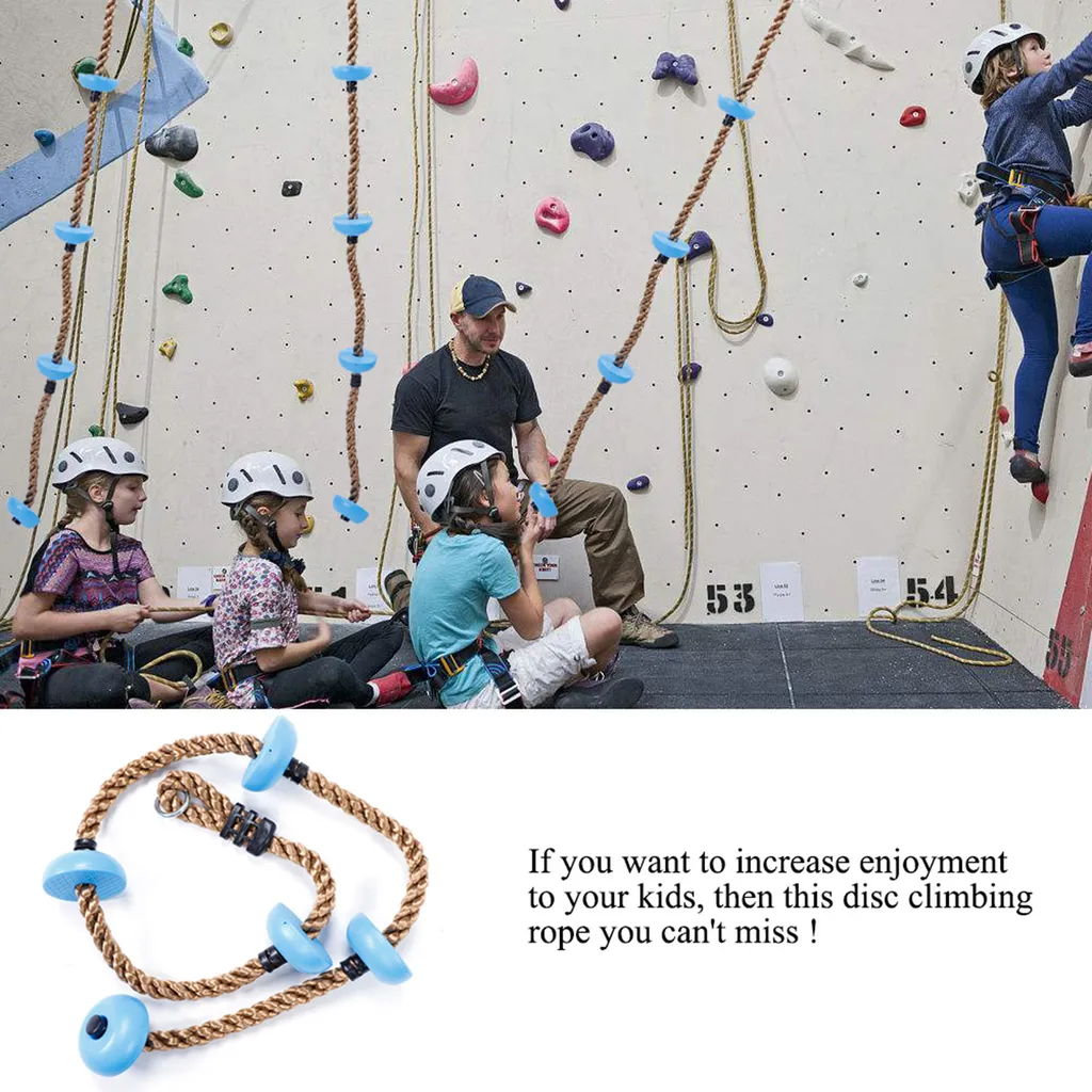 Corde à grimper disco avec disque d'escalade robuste pour enfants de 2m