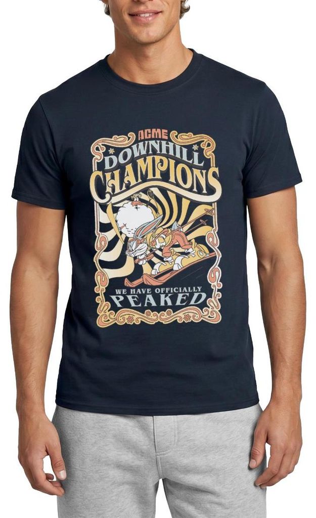 Spreadshirt Looney Tunes Bugs Bunny Downhill Champions Ski Männer T-Shirt, XL, Navy