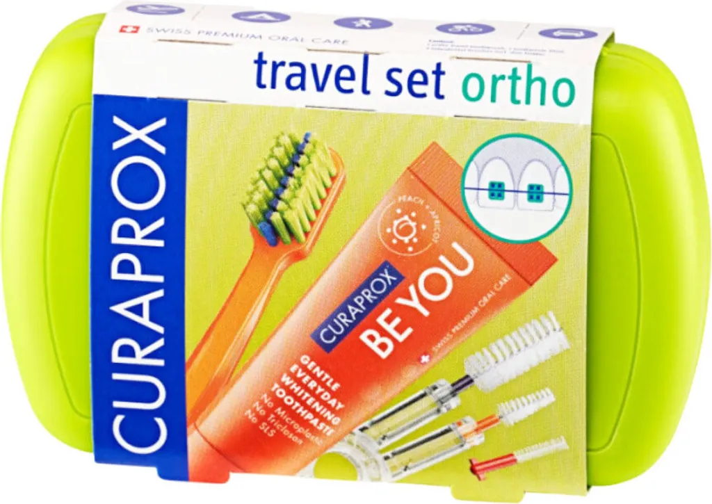 Kit de Voyage Orthodontique Curaprox Vert avec Brosse à Dents Ortho