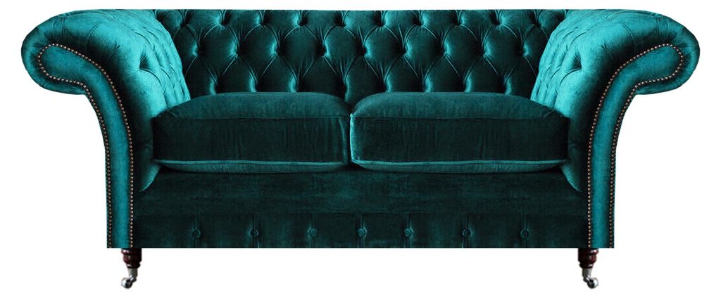 Grün Zweisitzer Sofa Couch Wohnzimmer Luxus Designer Textil Möbel