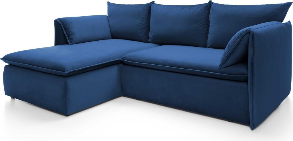 FURNLUX Ecksofa Gold Blau Und Schwarz 230cm / Hauptfarbe: Blau / Abmessungen: 230 x 91 x 166 cm