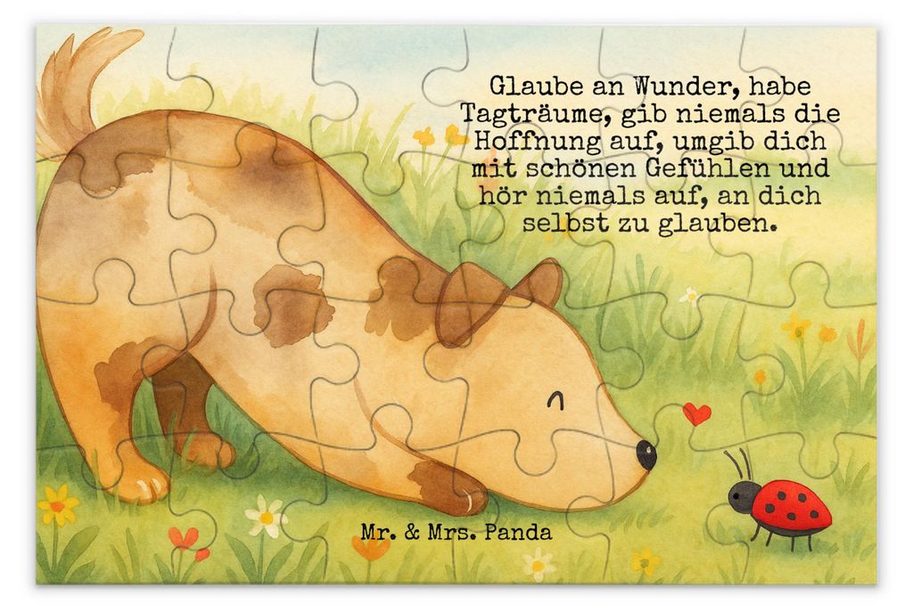 Mr. & Mrs. Panda Puzzle Hund Marienkäfer Design 24 Teile - Weiß - Geschenk, Zuversichtlich, Mischlinghund, 1500, Positiv, Sprüche, 500, 1000, Wu...