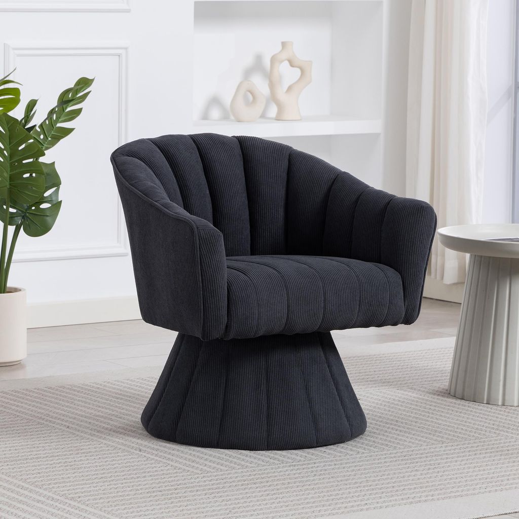 okwish 360° Drehstuhl Drehsessel Loungesessel mit Rückenlehne,Loungesessel Bistrostuhl mit stabiler Standbasis für Home-Office,Dunkelgrau