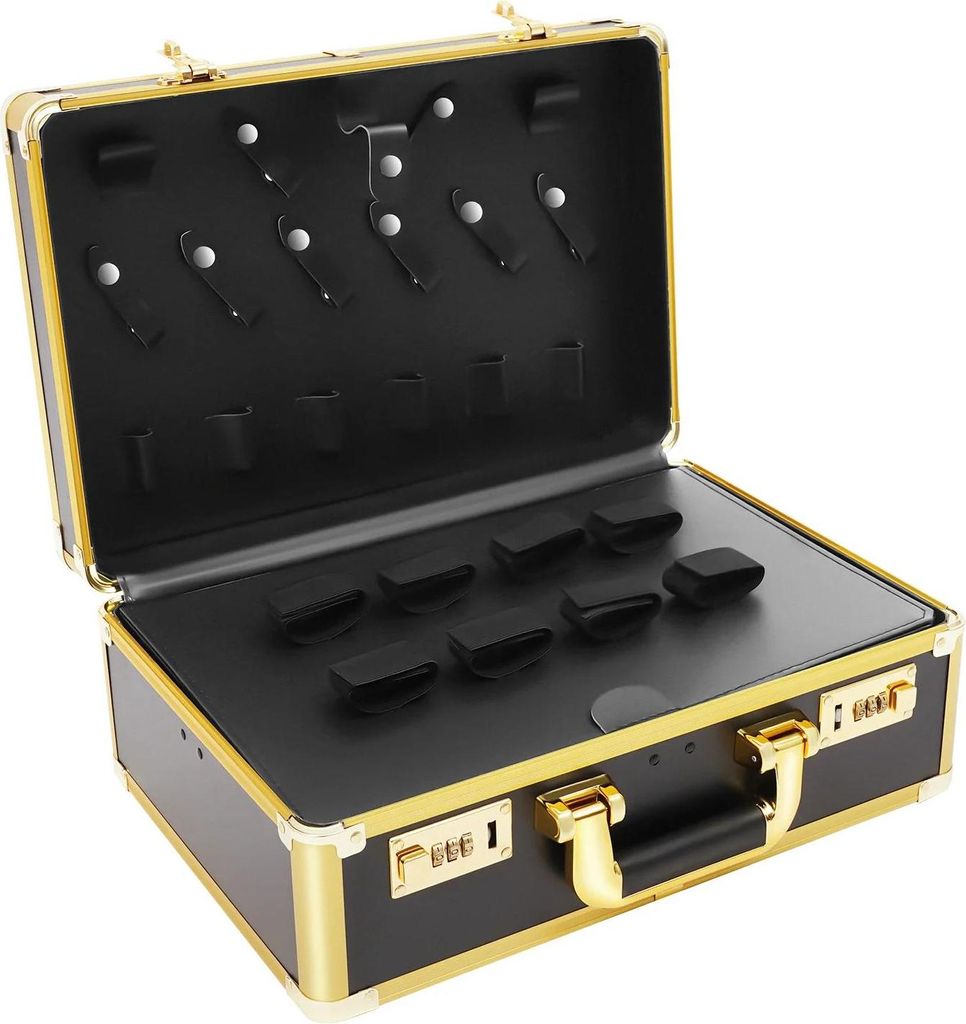 Friseur/Barbier Werkzeugkoffer - Reisekoffer - Schultergurt - Abschließbar - Flammhemmend - 20 kg Traglast - 40×16,5×27,5 cm - Metall & feuerfes...