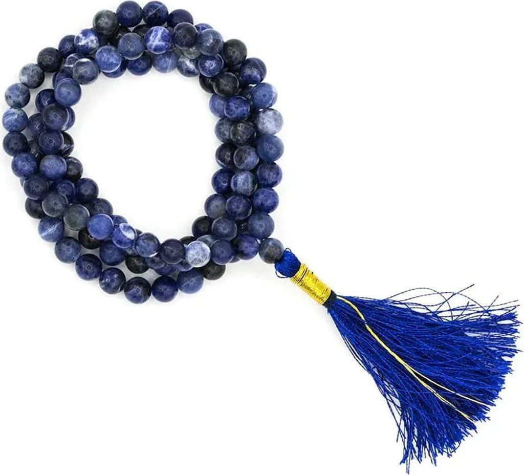 Mala Sodalit AA-Qualität 108 Perlen + Täschchen -- 0.6 cm