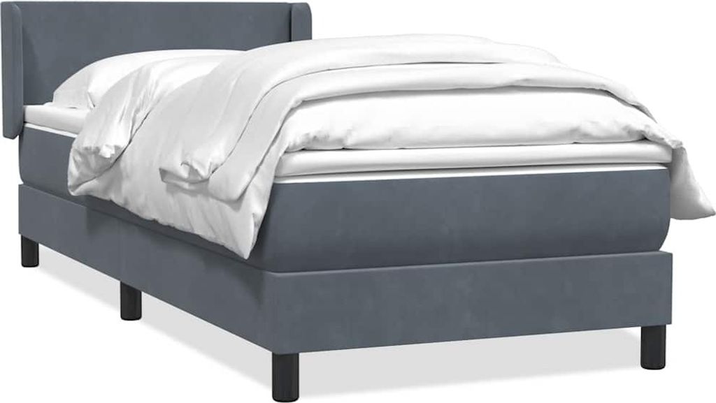 Boxspringbett mit Matratze Dunkelgrau 80x220 cm Samt
