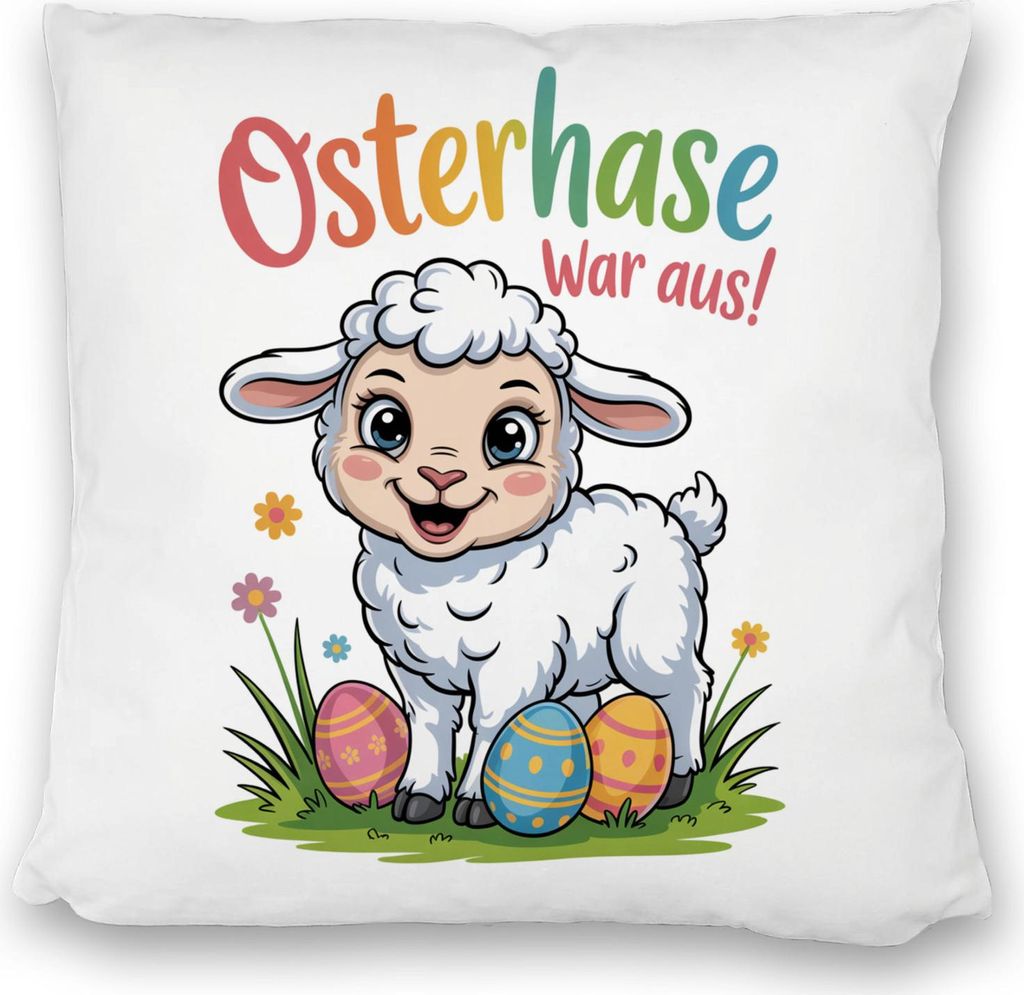 Osterlamm Kissen satiniert - Osterhase war aus
