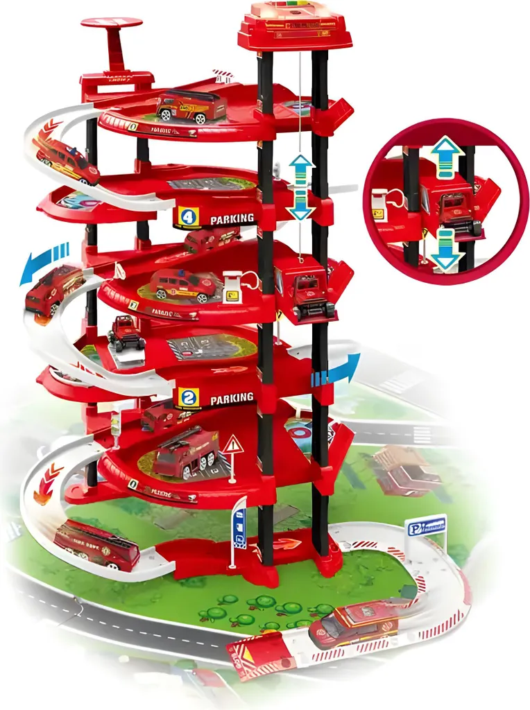 Garage enfants robuste 5 étages : fini l'ennui avec cette caserne géante