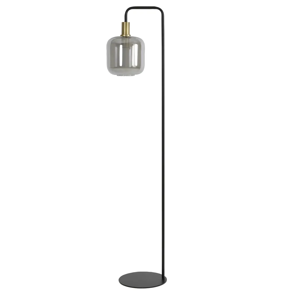 Lampadaire en verre coloré et métal noir Lekar E27 Design Industriel