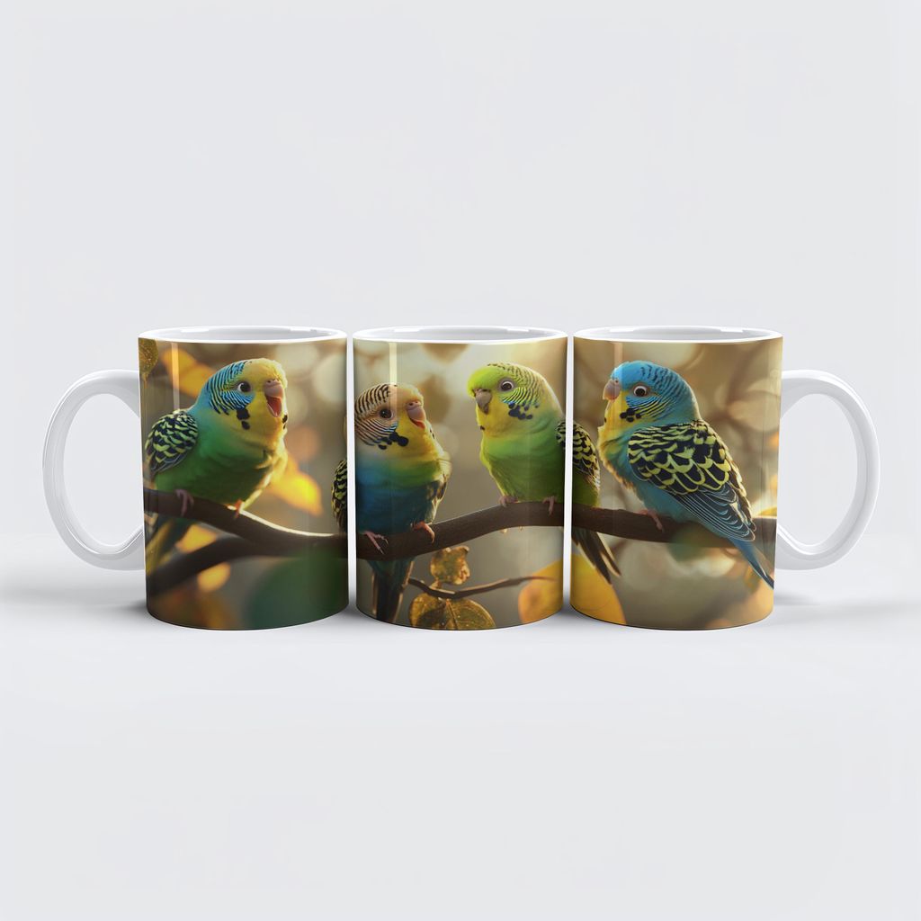 raxxa Premium-Tasse "Wellensittich Meeting"