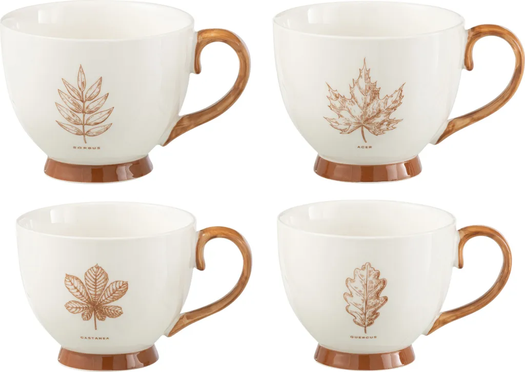Grandes Tasses de Petit-Déjeuner en Céramique Marron J-Line Set de 2 Pièces