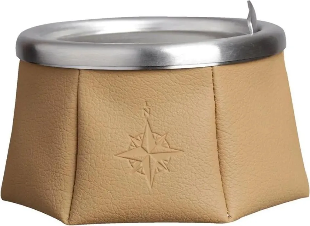 Cendrier à vent Marine Business Beige 9x11,5 cm en Simili Cuir Chic