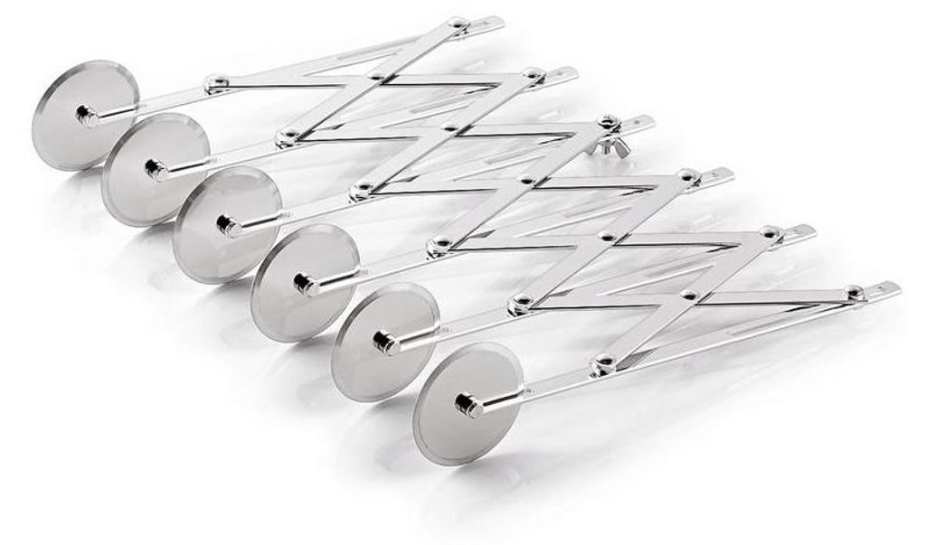 4x Teigschneider, 6 Rädchen, Ø 5 cm, 24 cm, mit justierbarer max. Schnittbreite 12 cm, Edelstahl