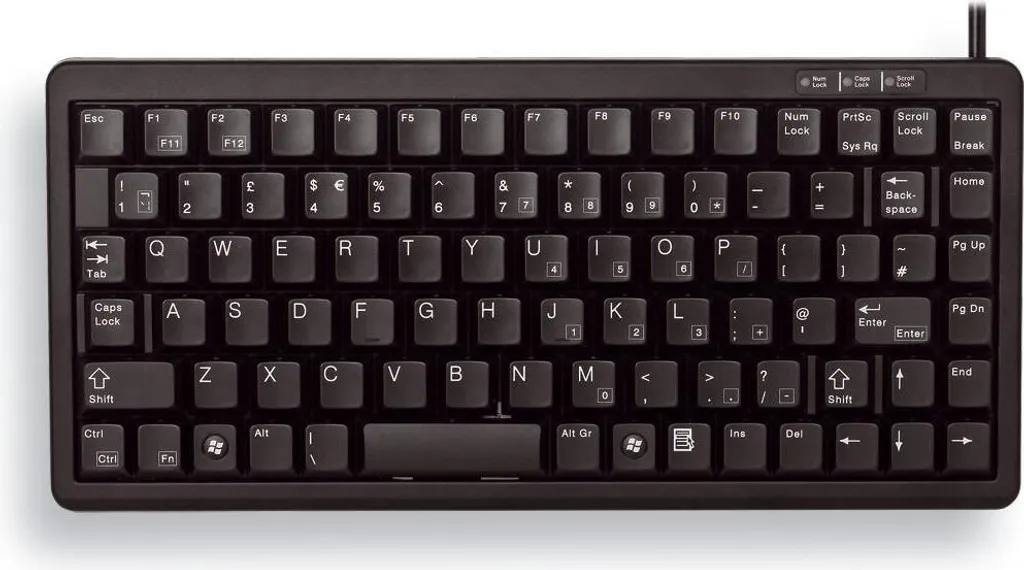 Clavier compact Cherry G84-4100 noir, touches laser QWERTY ultra-fiable