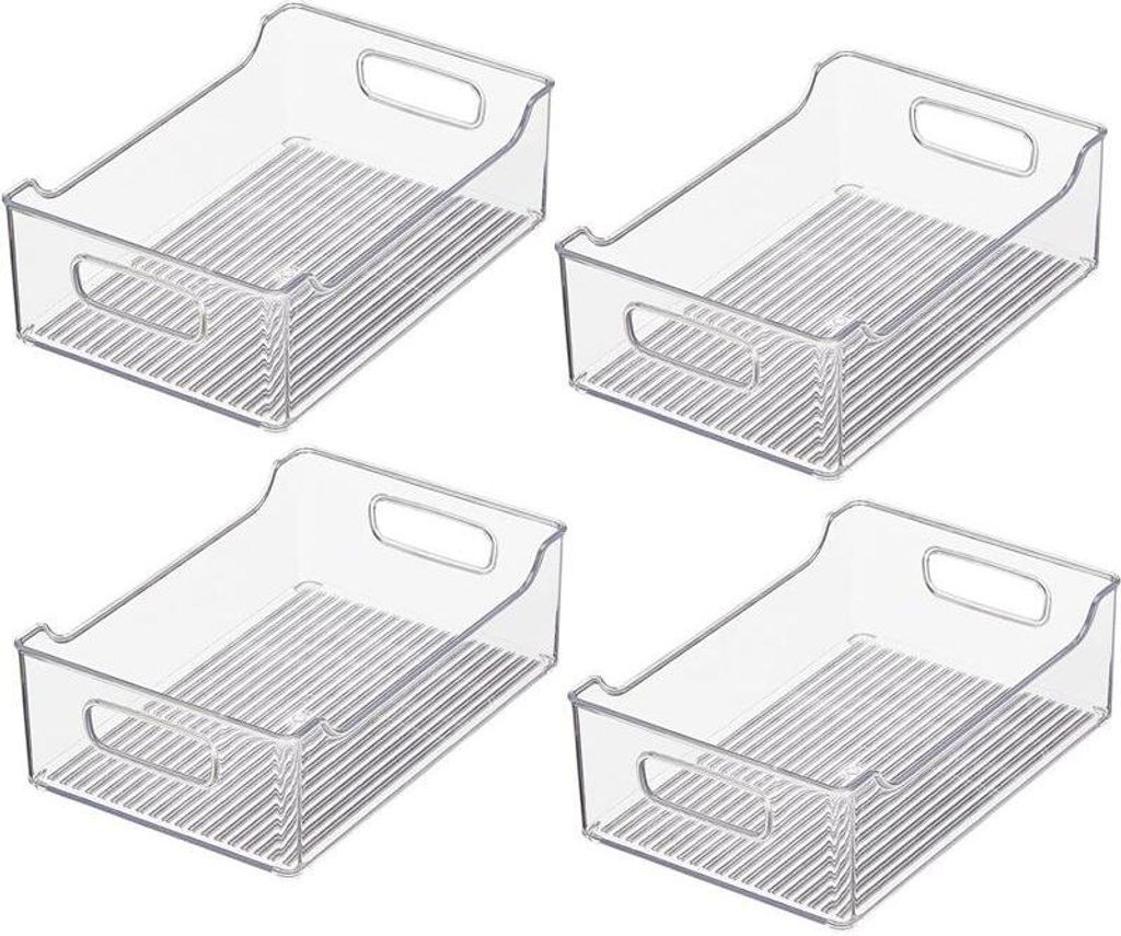 4er Set Kühlschrank Aufbewahrungsbox Griffe Gefriertruhe mDesign transparent