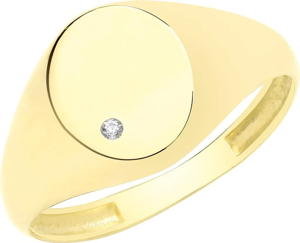 Chevalière Mixte en Or Jaune 9 Carats et Solitaire Zirconium Taille 46