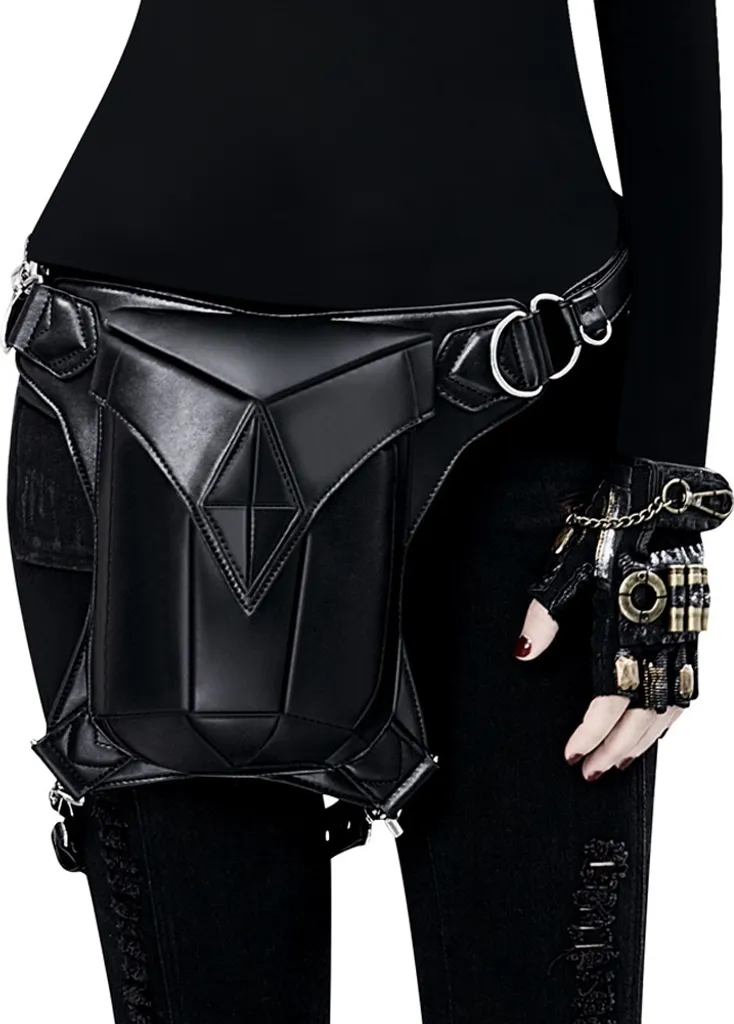 Sac Steampunk Femme Noir Rétro - Sacoche Bandoulière Punk à Coutures