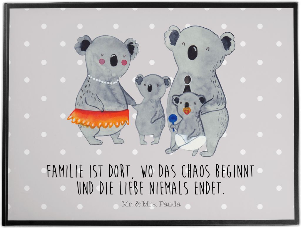 Mr. & Mrs. Panda schreibtischunterlage Koala Familie - Grau Pastell - Geschenk, Kinder, schreibtischunterlagen, arbeitsmatte, Muttertag, Koalas, ti...