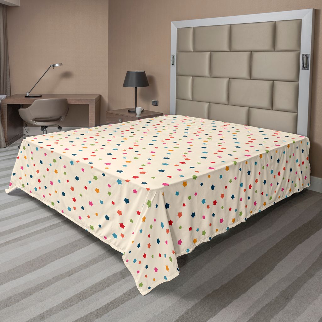 ABAKUHAUS Modern Bettlaken, Moderner Stilvoller Stern Beschaffenheits Druck In Stern Kosmischen Größen Konzepten, weiches bequemes oberes Bettlak...