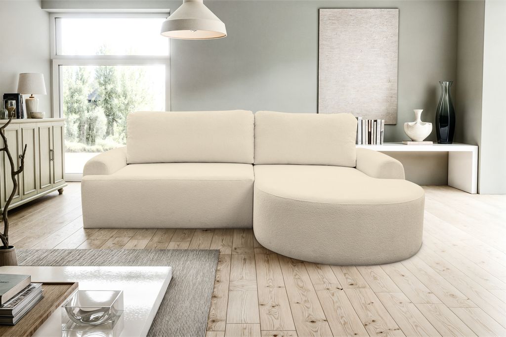 VENASI DREAM Rechts Ecksofa mit Schlaffunktion und Bettkasten Eckcouch Sofa L Form Schlafsofa BEIGE