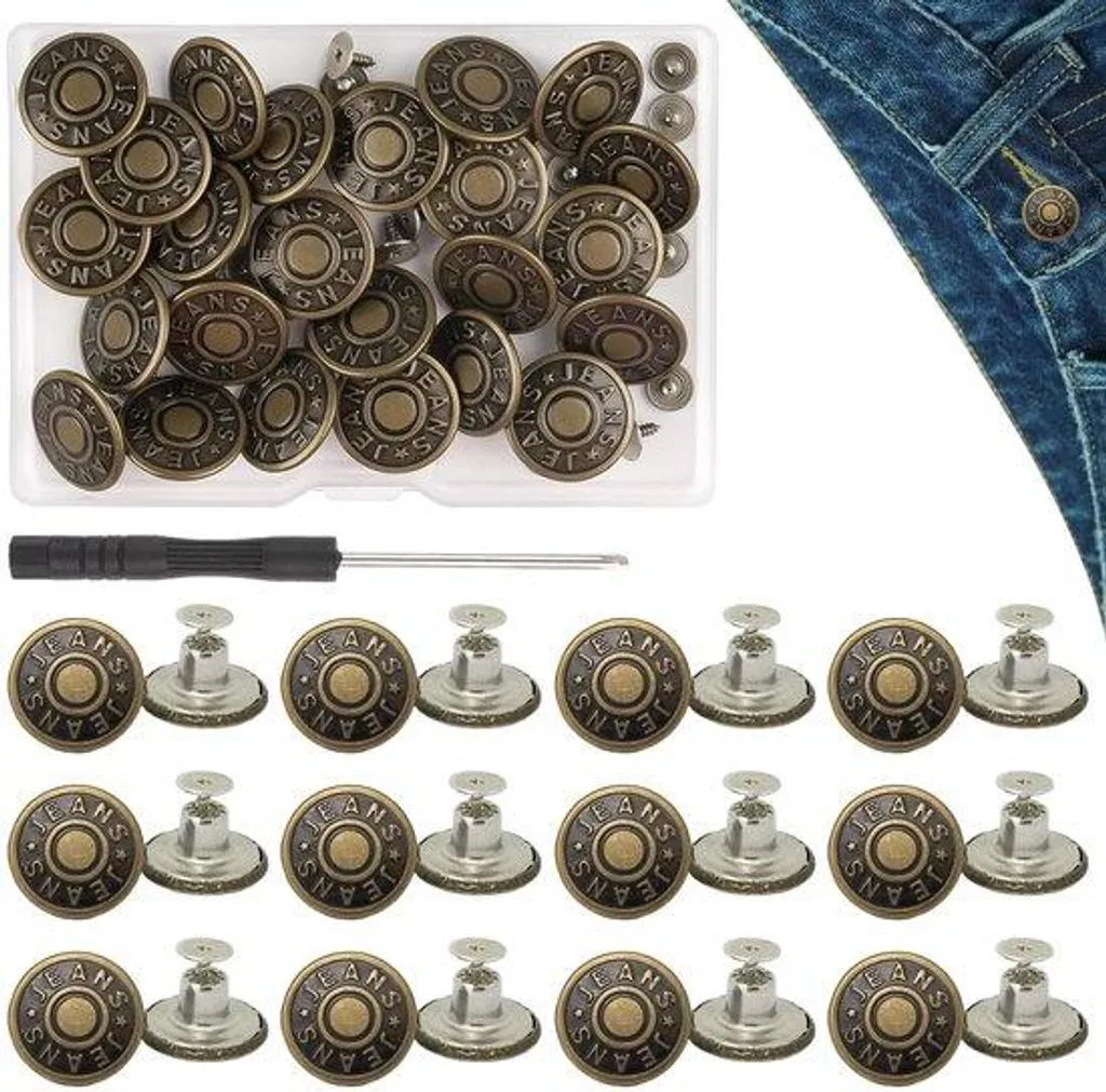 Bouton pour jeans perdu ? Réparez sans couture avec ce kit de 24 pcs