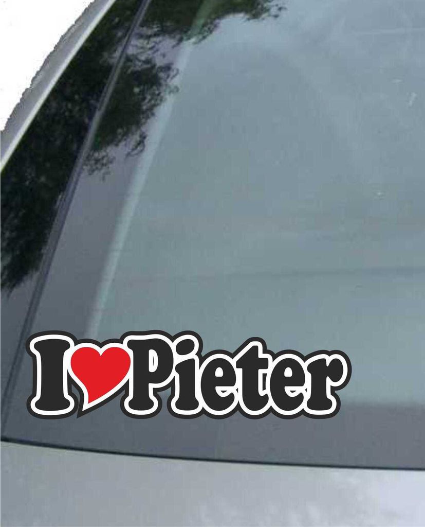 INDIGOS UG - Aufkleber / Autoaufkleber I Love Heart - Ich liebe mit Herz 15 cm - I LOVE Pieter - Auto LKW Truck - Sticker mit Namen vom Mann Frau Kind