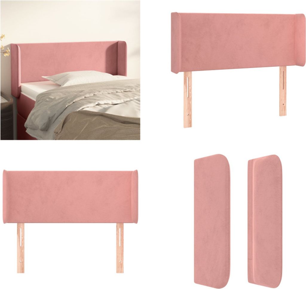 vidaXL Kopfteil mit Ohren Rosa 93x16x78/88 cm Samt - Kopfteil - Kopfteile - Bett-Kopfteil - Bettkopfteil
