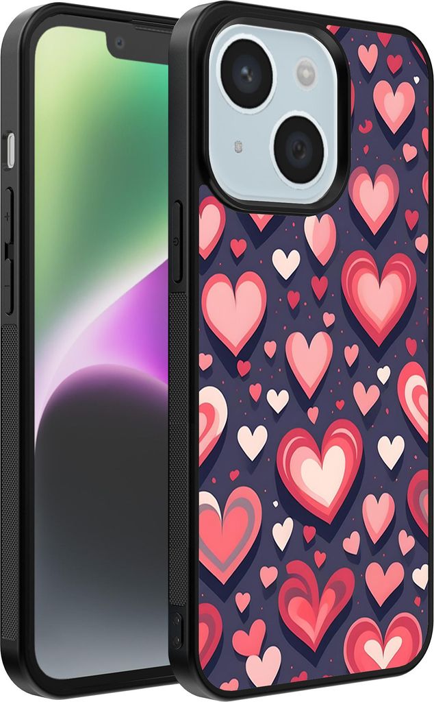 Smartphonica Telefon Fall geeignet für iPhone 14 mit Herzen Impressum - TPU Backcover Fall mit Herz-Design