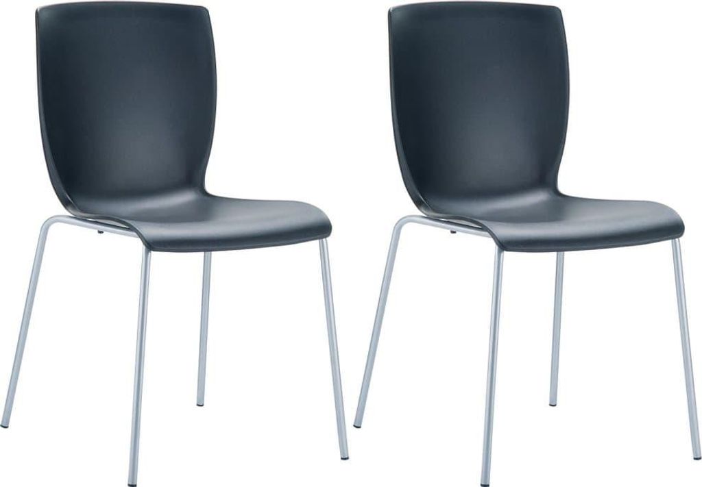 2-teiliges Set Stapelstühle – Stühle aus Polypropylen – platzsparendes Design | Farbe: Schwarz