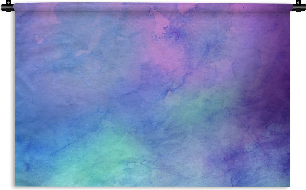 MuchoWow Wandteppich Wandbehang Aquarell - Blau - Lila - Grün 90x60 cm Tapisserie Dekoration Wandtuch - Wandskulpturen - Bildteppich