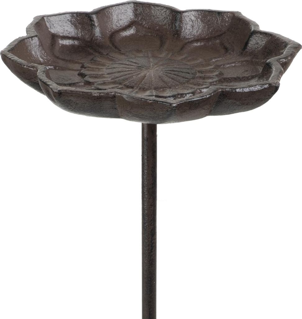 Bain d'oiseaux en fonte sur tige en forme de fleur Bouton Image du produit 