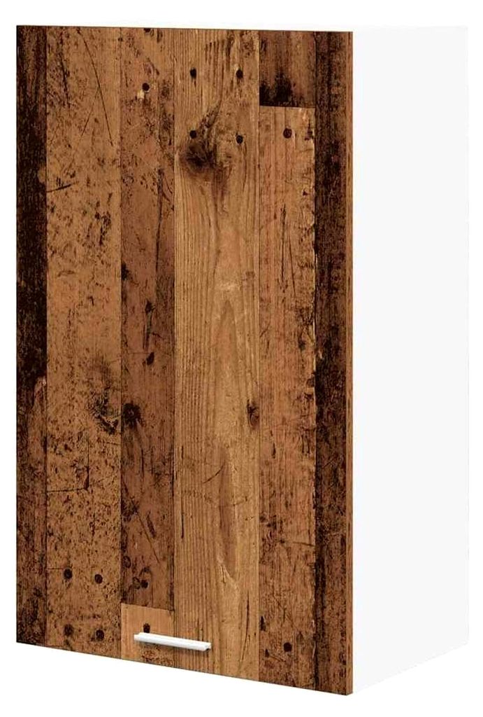 Küchenoberschrank, Hängeschrank, Wandschrank, Küche, Holz, antik, weiß, 50 x 31 x 80 cm