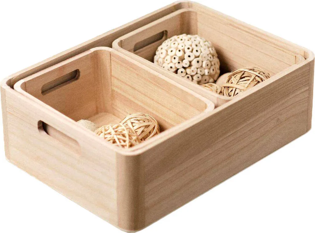 Séparateur de tiroir modulable PURE en bois pour cuisine et bureau - 3 unités
